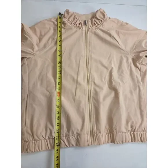 Jockey Peach Full Zip XL Jacket Ruffled Elastic Hem - Picture 3 of 7
